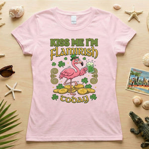 Flamingo Leprechaun 'Kiss Me I'm Flamirish Today' T-Shirt - Funny St. Patrick's Day Tee for Her - FlamingoAholic