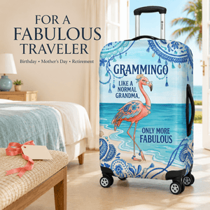 Flamingo Luggage Cover for Grandma, Grammingo Suitcase Cover, Funny Grandma Travel Gift - FlamingoAholic