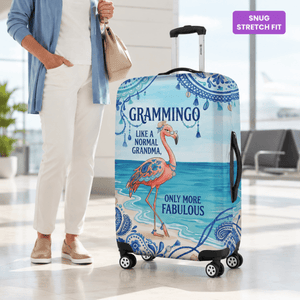 Flamingo Luggage Cover for Grandma, Grammingo Suitcase Cover, Funny Grandma Travel Gift - FlamingoAholic