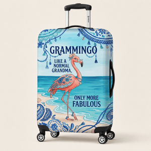 Flamingo Luggage Cover for Grandma, Grammingo Suitcase Cover, Funny Grandma Travel Gift - FlamingoAholic