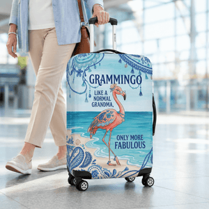 Flamingo Luggage Cover for Grandma, Grammingo Suitcase Cover, Funny Grandma Travel Gift - FlamingoAholic