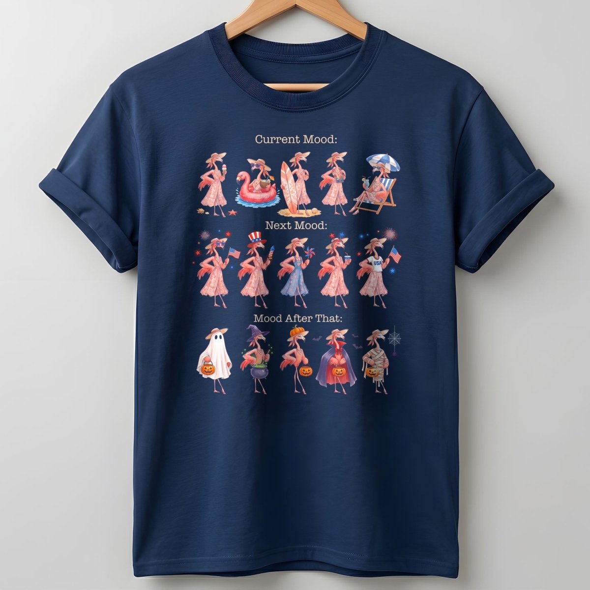 Flamingo Mood Swings Patriotic July 4th & Halloween Shirt - FlamingoAholic