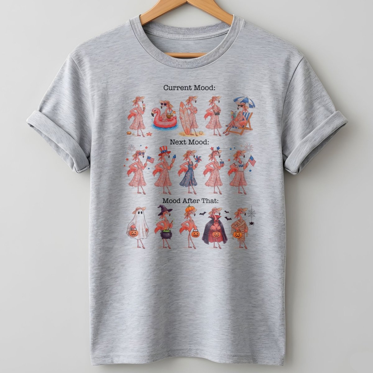 Flamingo Mood Swings Patriotic July 4th & Halloween Shirt - FlamingoAholic