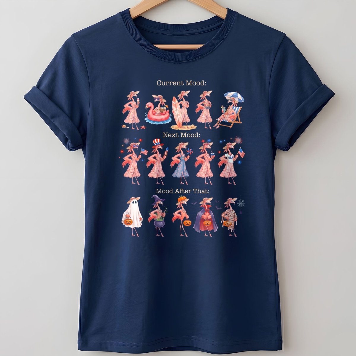 Flamingo Mood Swings Patriotic July 4th & Halloween Shirt - FlamingoAholic