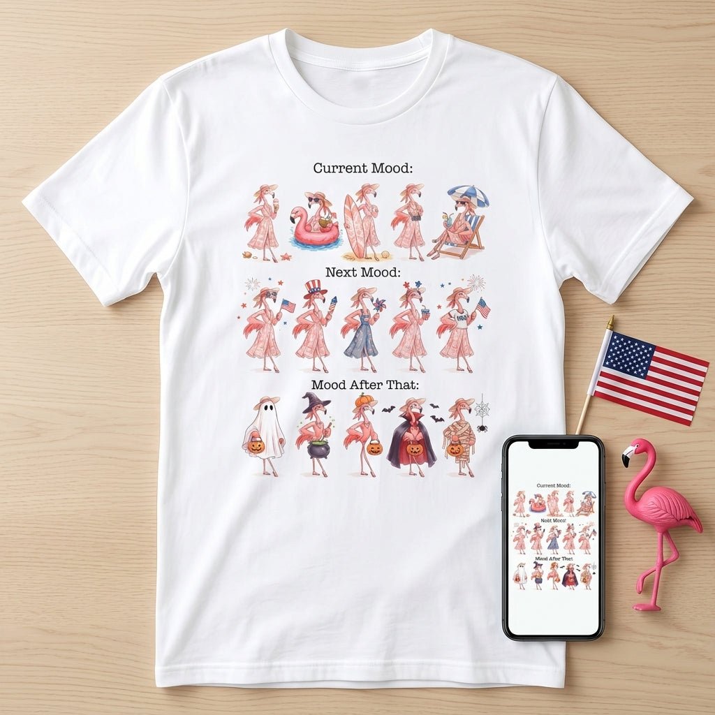 Flamingo Mood Swings Patriotic July 4th & Halloween Shirt - FlamingoAholic