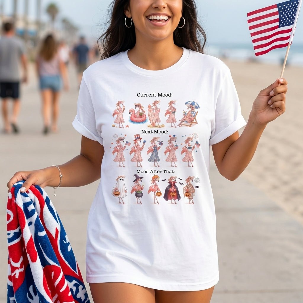 Flamingo Mood Swings Patriotic July 4th & Halloween Shirt - FlamingoAholic