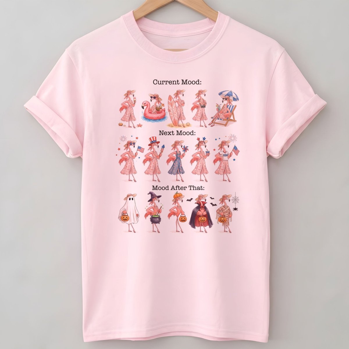 Flamingo Mood Swings Patriotic July 4th & Halloween Shirt - FlamingoAholic