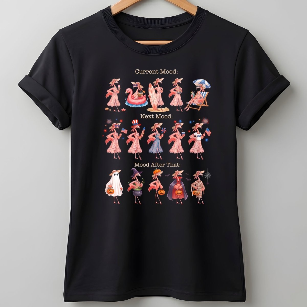 Flamingo Mood Swings Patriotic July 4th & Halloween Shirt - FlamingoAholic