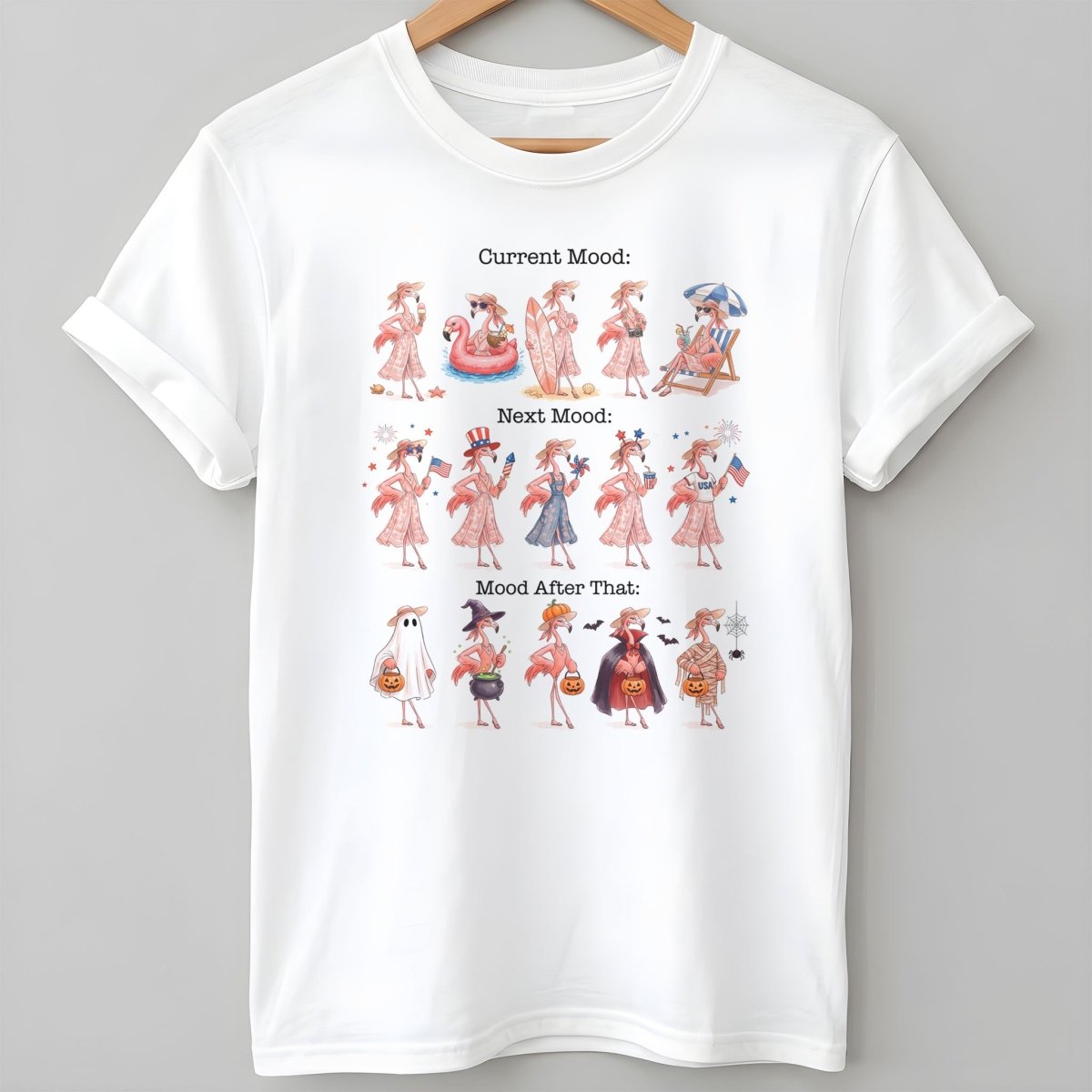 Flamingo Mood Swings Patriotic July 4th & Halloween Shirt - FlamingoAholic