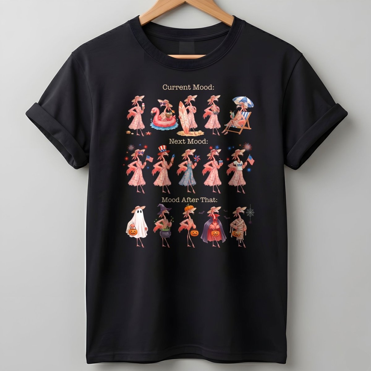 Flamingo Mood Swings Patriotic July 4th & Halloween Shirt - FlamingoAholic