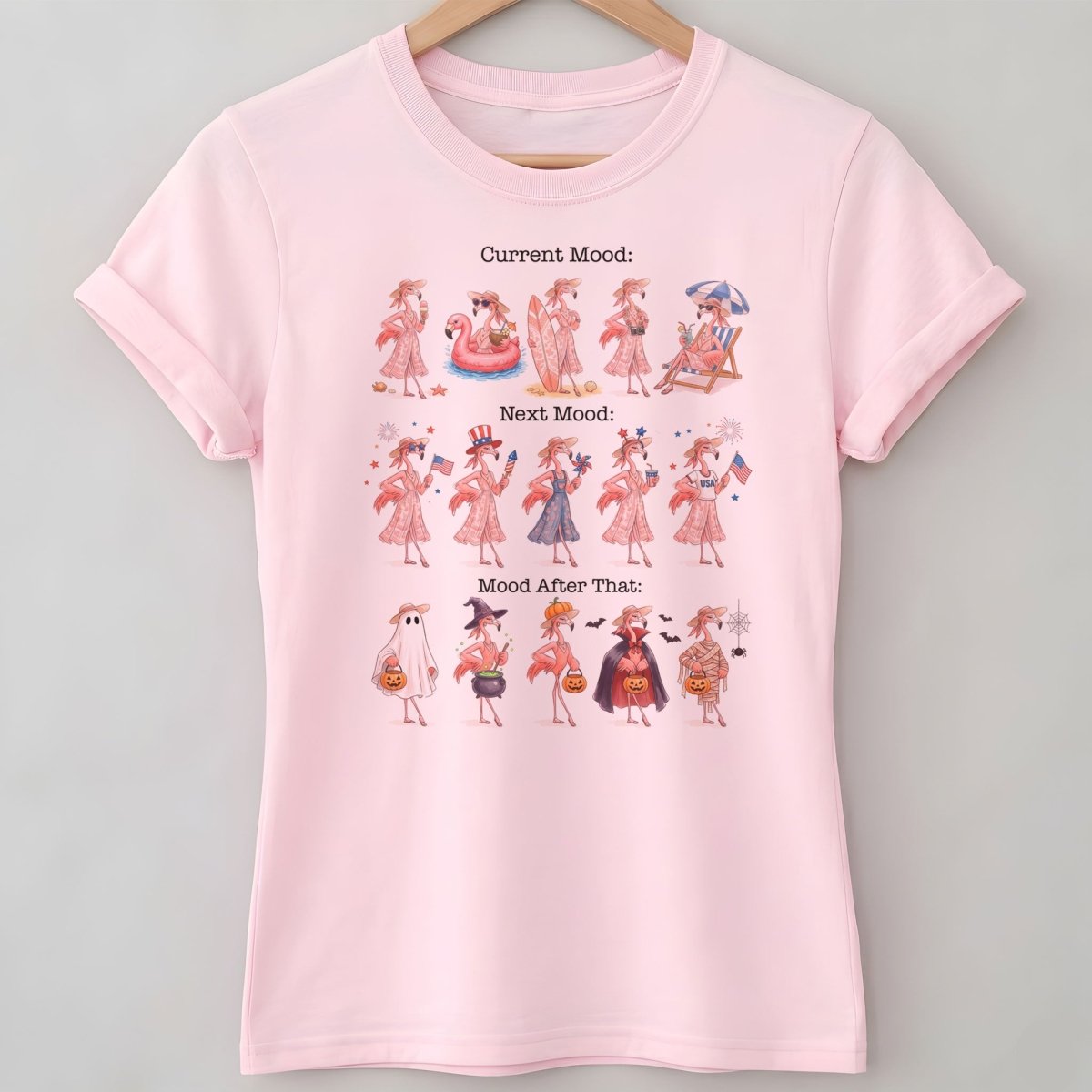 Flamingo Mood Swings Patriotic July 4th & Halloween Shirt - FlamingoAholic