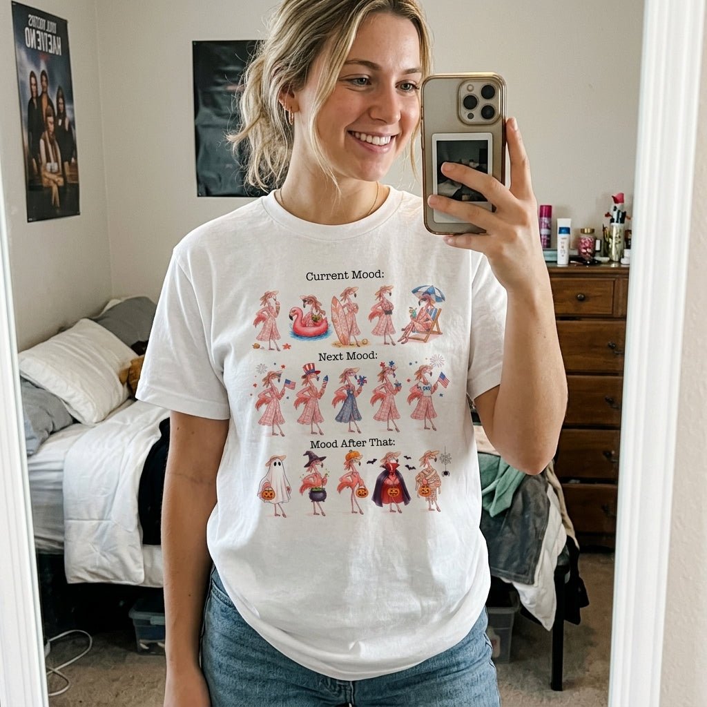 Flamingo Mood Swings Patriotic July 4th & Halloween Shirt - FlamingoAholic