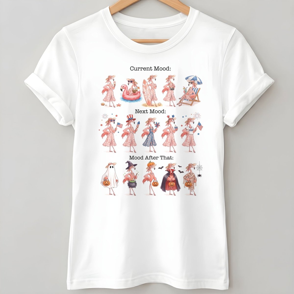 Flamingo Mood Swings Patriotic July 4th & Halloween Shirt - FlamingoAholic