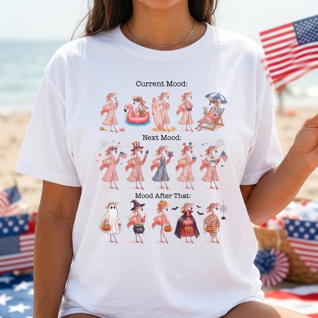 Flamingo Mood Swings Patriotic July 4th & Halloween Shirt - FlamingoAholic