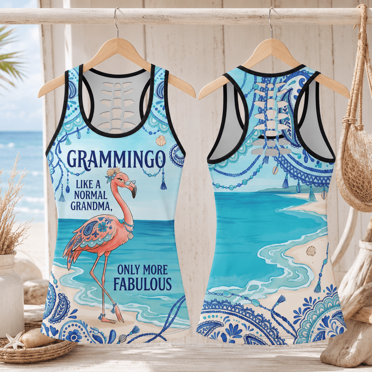 Flamingo Tank Top for Women, Grammingo Grandma Tank Top, Funny Flamingo Beach Top - FlamingoAholic