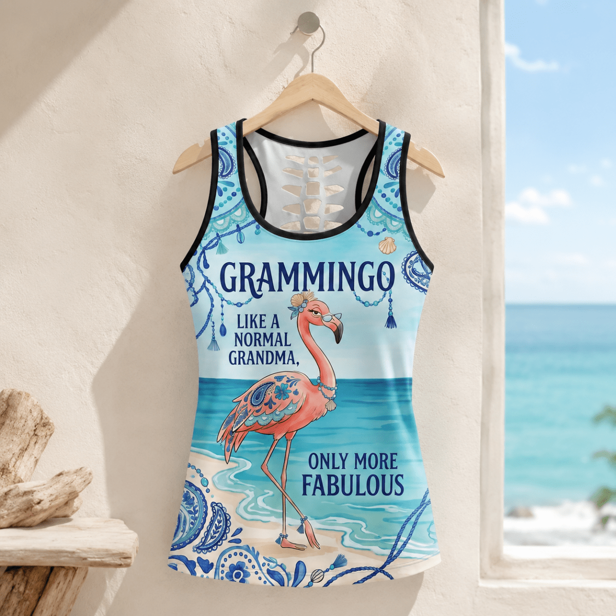 Flamingo Tank Top for Women, Grammingo Grandma Tank Top, Funny Flamingo Beach Top - FlamingoAholic