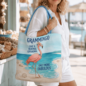 Flamingo Tote Bag for Grandma, Grammingo Funny Grandma Gift, Coastal Beach Tote Bag for Women - FlamingoAholic