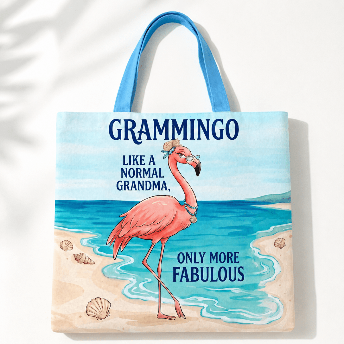 Flamingo Tote Bag for Grandma, Grammingo Funny Grandma Gift, Coastal Beach Tote Bag for Women - FlamingoAholic