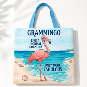 Flamingo Tote Bag for Grandma, Grammingo Funny Grandma Gift, Coastal Beach Tote Bag for Women - FlamingoAholic