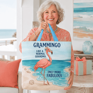 Flamingo Tote Bag for Grandma, Grammingo Funny Grandma Gift, Coastal Beach Tote Bag for Women - FlamingoAholic
