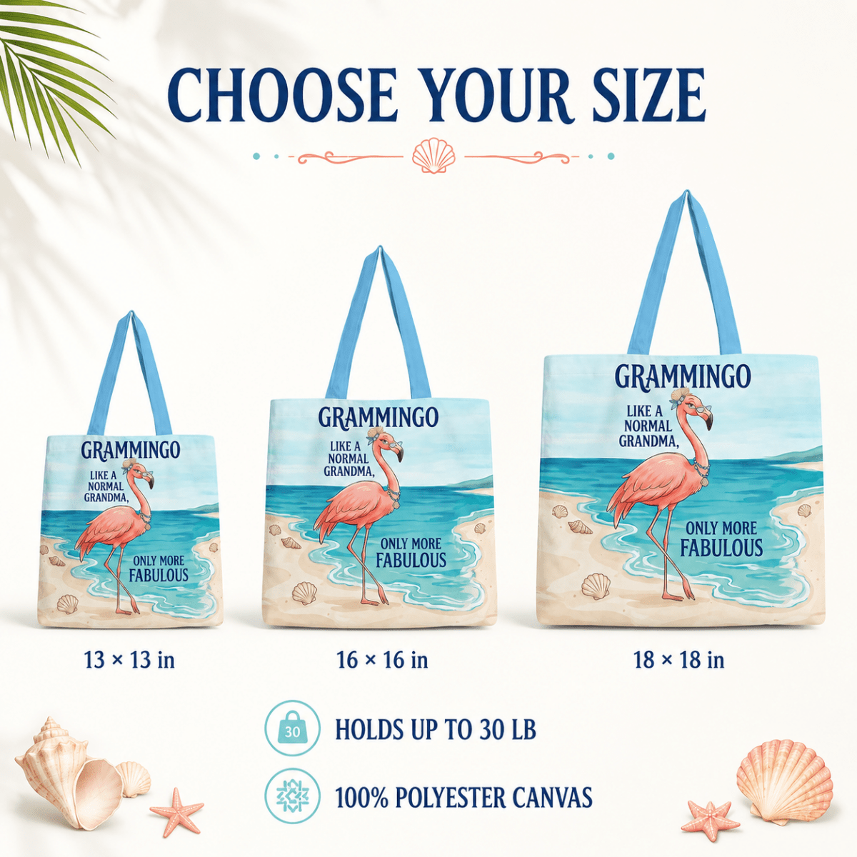 Flamingo Tote Bag for Grandma, Grammingo Funny Grandma Gift, Coastal Beach Tote Bag for Women - FlamingoAholic