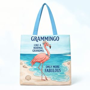 Flamingo Tote Bag for Grandma, Grammingo Funny Grandma Gift, Coastal Beach Tote Bag for Women - FlamingoAholic