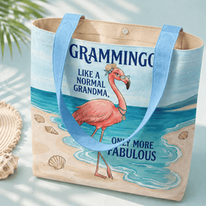 Flamingo Tote Bag for Grandma, Grammingo Funny Grandma Gift, Coastal Beach Tote Bag for Women - FlamingoAholic