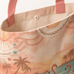 Flamingo Tote Bag for Women, Tropical Beach Bag, Pink Flamingo Canvas Tote, Funny Beach Lover Gift, Coastal Summer Bag - FlamingoAholic