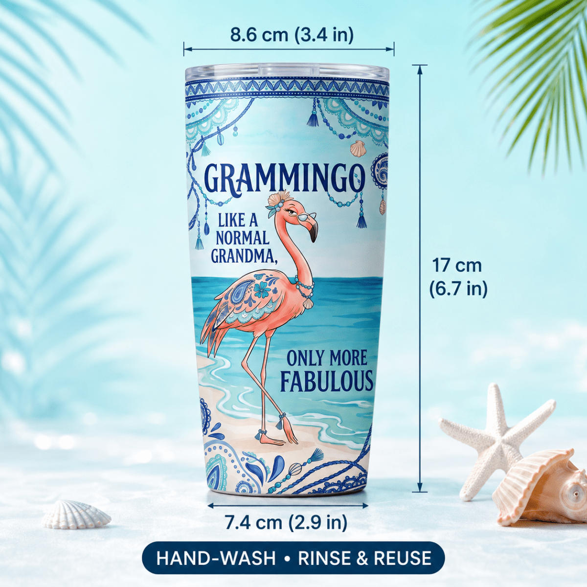 Flamingo Tumbler 20oz for Grandma, Grammingo Stainless Steel Tumbler, Funny Grandma Gift - FlamingoAholic