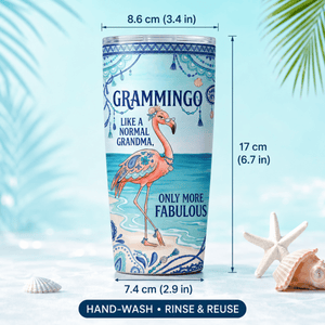 Flamingo Tumbler 20oz for Grandma, Grammingo Stainless Steel Tumbler, Funny Grandma Gift - FlamingoAholic