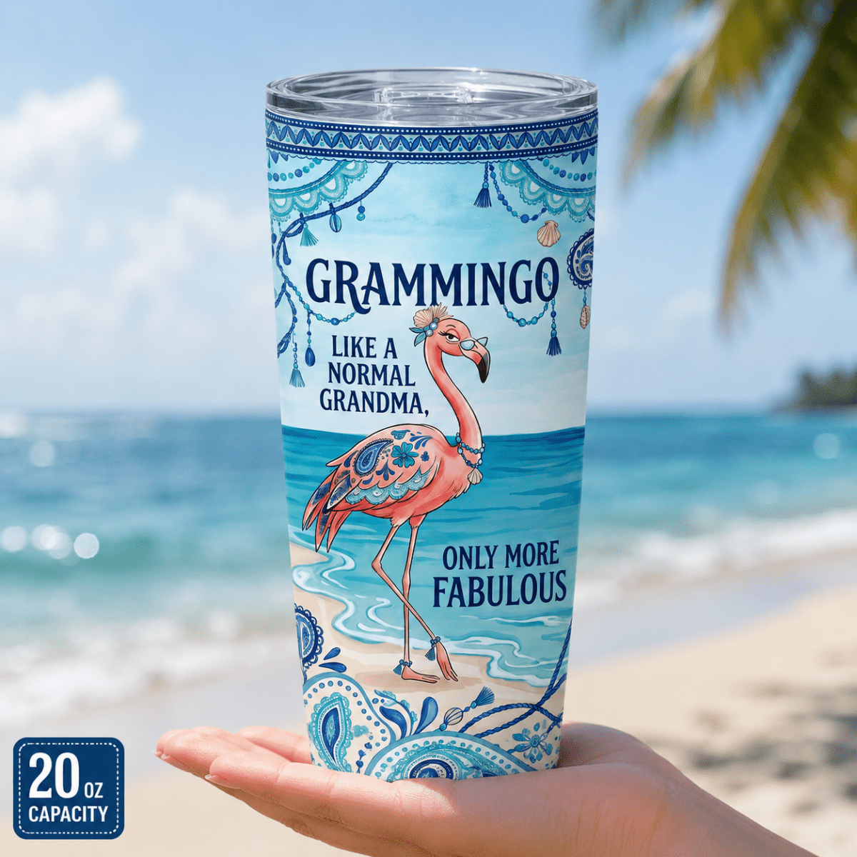 Flamingo Tumbler 20oz for Grandma, Grammingo Stainless Steel Tumbler, Funny Grandma Gift - FlamingoAholic