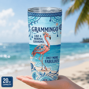 Flamingo Tumbler 20oz for Grandma, Grammingo Stainless Steel Tumbler, Funny Grandma Gift - FlamingoAholic