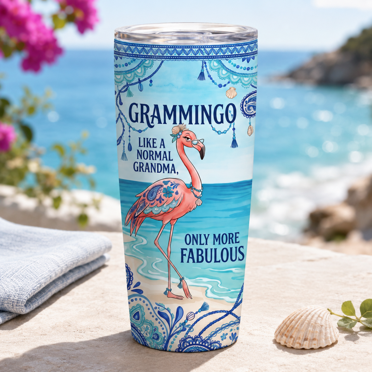 Flamingo Tumbler 20oz for Grandma, Grammingo Stainless Steel Tumbler, Funny Grandma Gift - FlamingoAholic