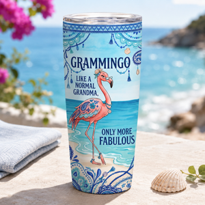 Flamingo Tumbler 20oz for Grandma, Grammingo Stainless Steel Tumbler, Funny Grandma Gift - FlamingoAholic