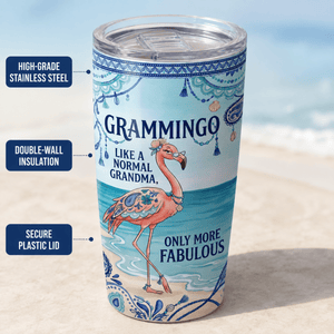 Flamingo Tumbler 20oz for Grandma, Grammingo Stainless Steel Tumbler, Funny Grandma Gift - FlamingoAholic