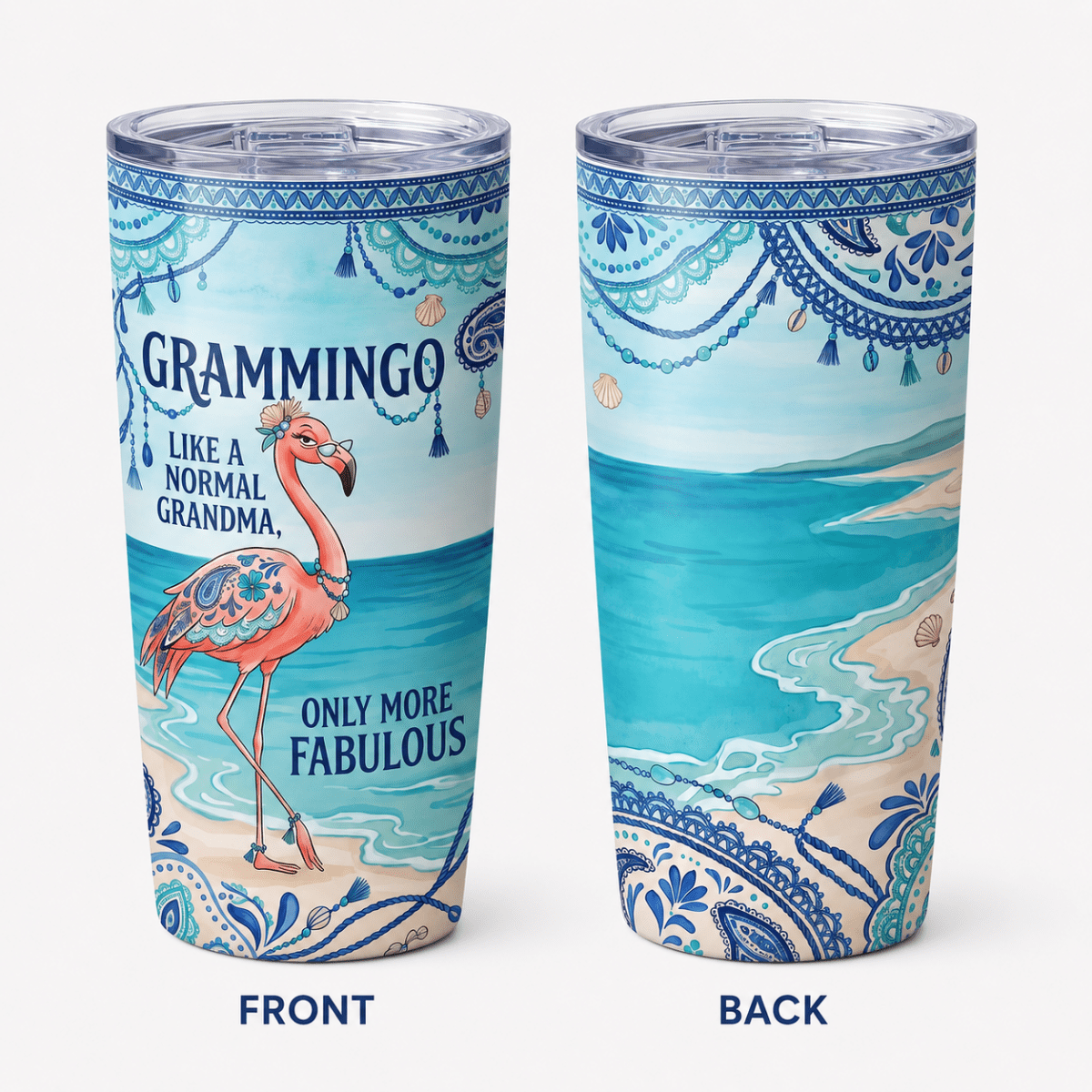 Flamingo Tumbler 20oz for Grandma, Grammingo Stainless Steel Tumbler, Funny Grandma Gift - FlamingoAholic