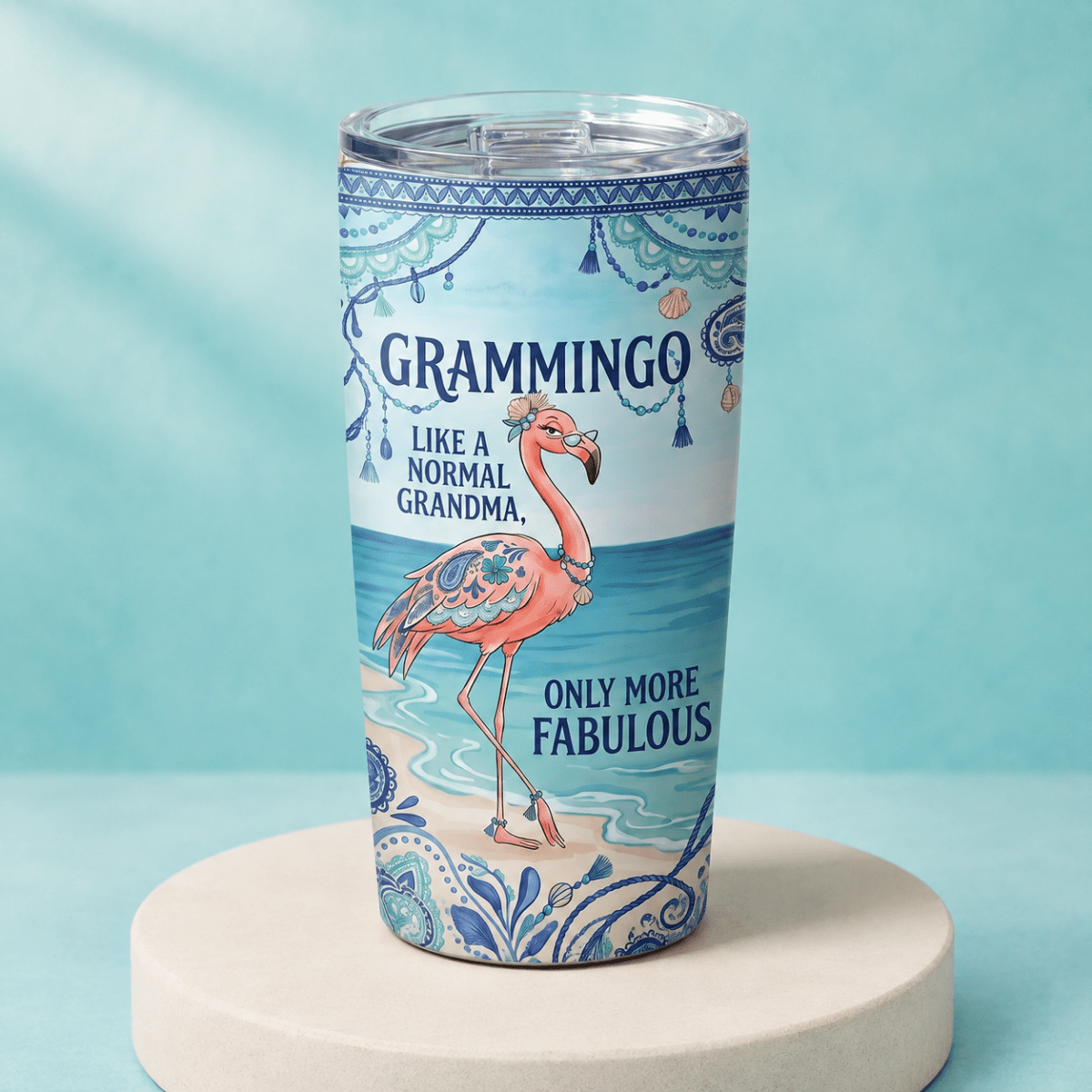 Flamingo Tumbler 20oz for Grandma, Grammingo Stainless Steel Tumbler, Funny Grandma Gift - FlamingoAholic