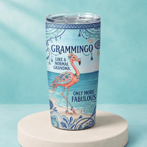 Flamingo Tumbler 20oz for Grandma, Grammingo Stainless Steel Tumbler, Funny Grandma Gift - FlamingoAholic