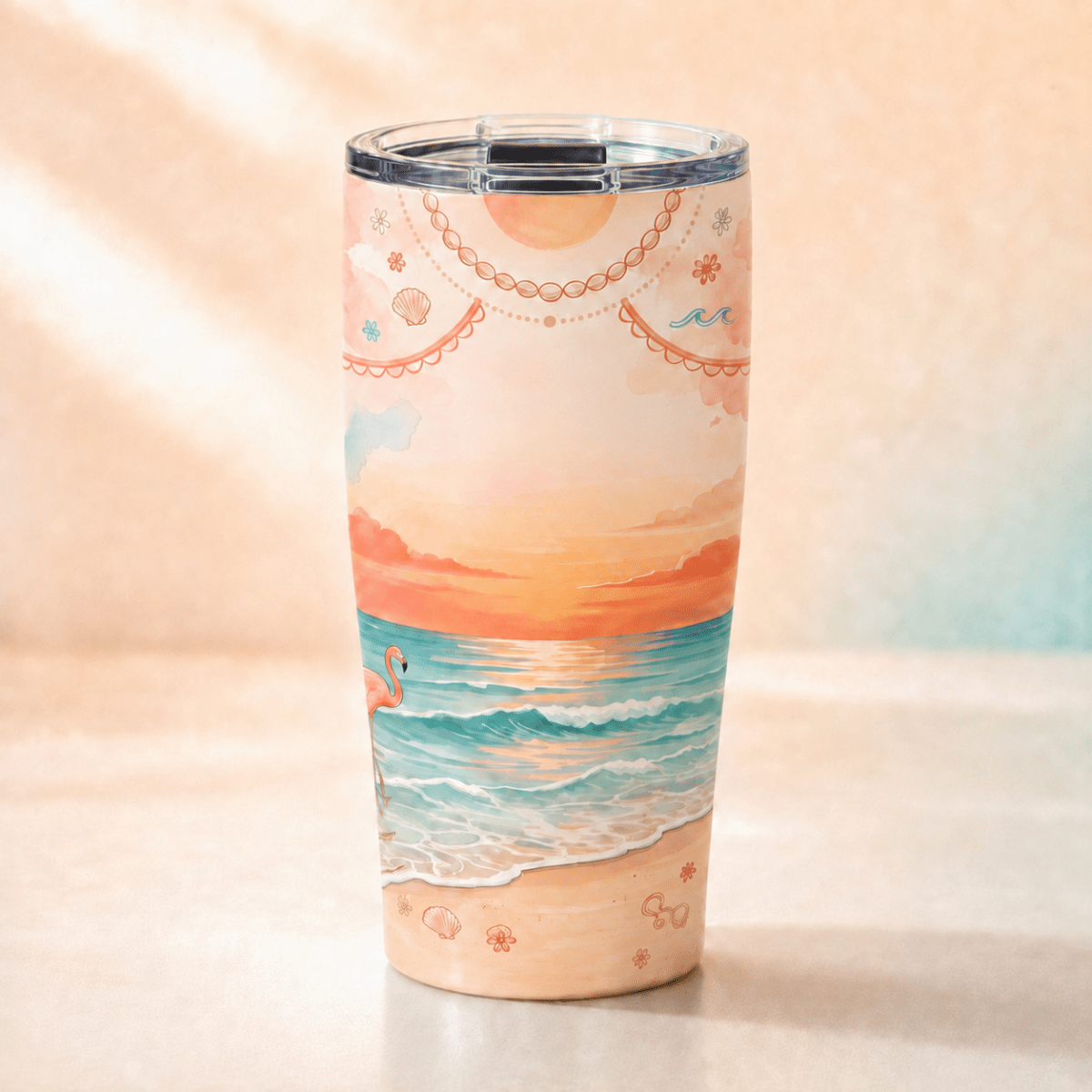 Flamingos Make Me Happy 20oz Tumbler, Funny Flamingo Stainless Steel Tumbler, Beach Lover Insulated Travel Cup for Women - FlamingoAholic