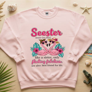 Flocking Fabulous Seester Flamingo T-Shirt - Funny Sister Best Friend Gift - FlamingoAholic