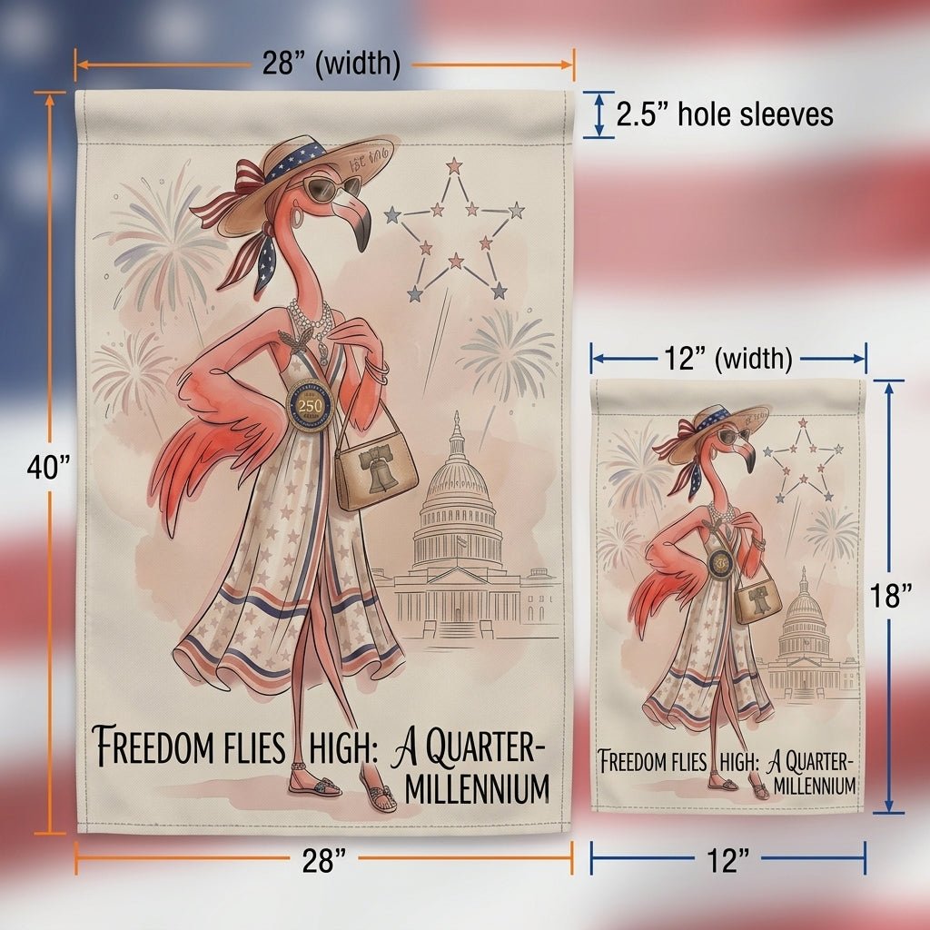 Freedom Flies High A Quarter-Millennium Flamingo July 4th Garden Flag - FlamingoAholic