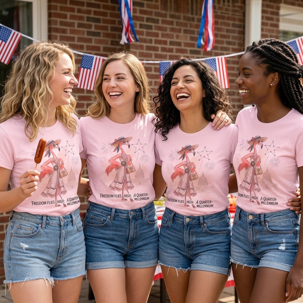 Freedom Flies High A Quarter Millennium Flamingo July 4th Shirt - FlamingoAholic