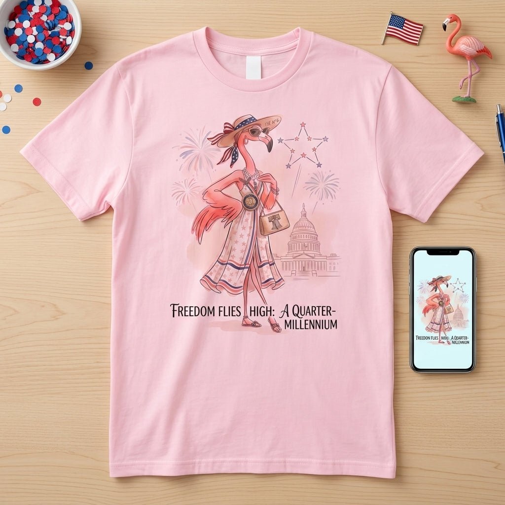Freedom Flies High A Quarter Millennium Flamingo July 4th Shirt - FlamingoAholic