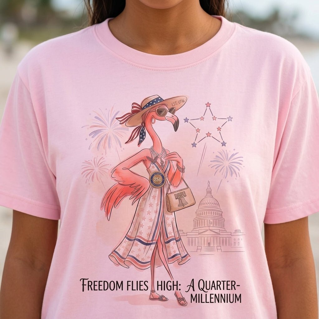 Freedom Flies High A Quarter Millennium Flamingo July 4th Shirt - FlamingoAholic