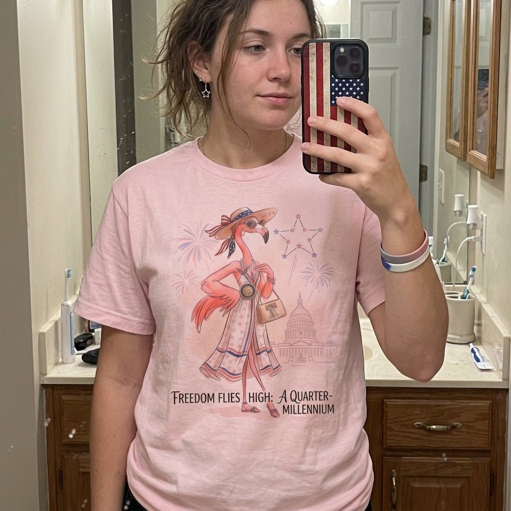 Freedom Flies High A Quarter Millennium Flamingo July 4th Shirt - FlamingoAholic