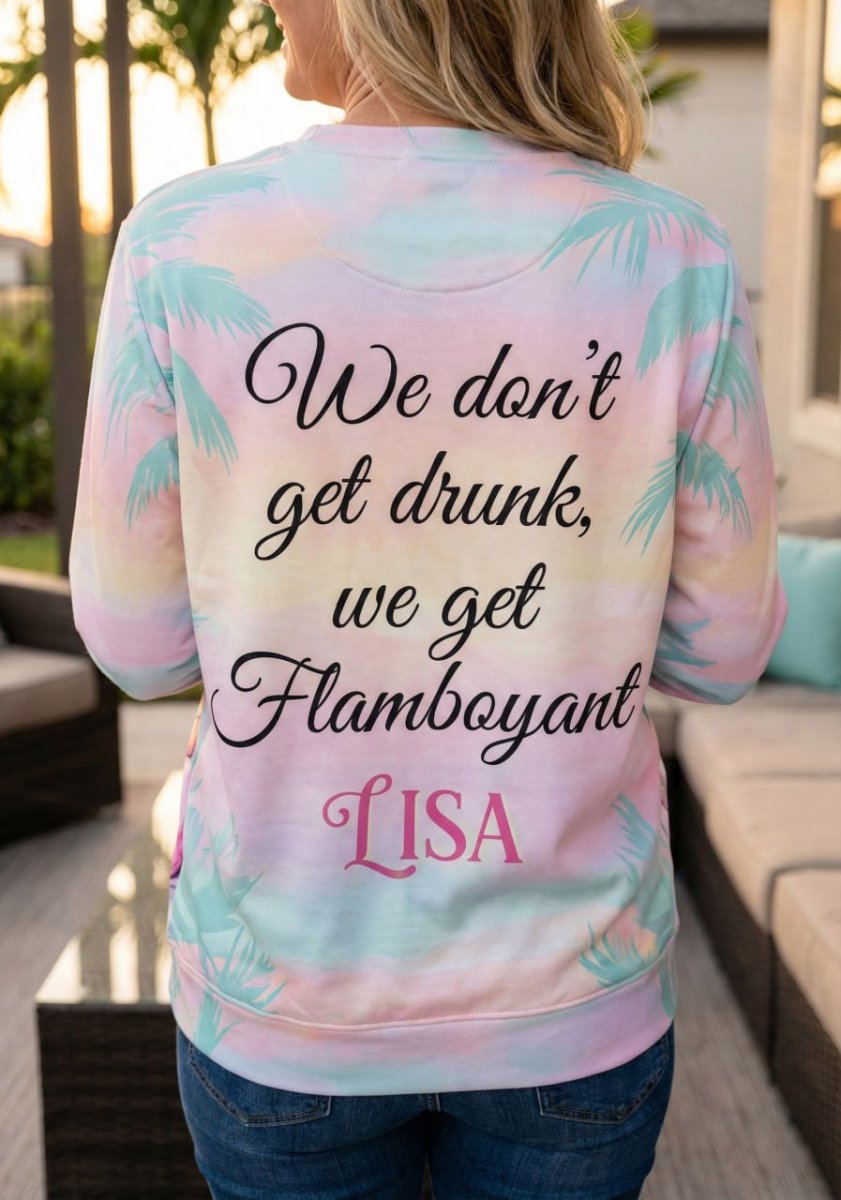 Funny Flamboyant Personalized Flamingo Sweatshirt - Custom Girls Trip Wine & Friends Gift - FlamingoAholic