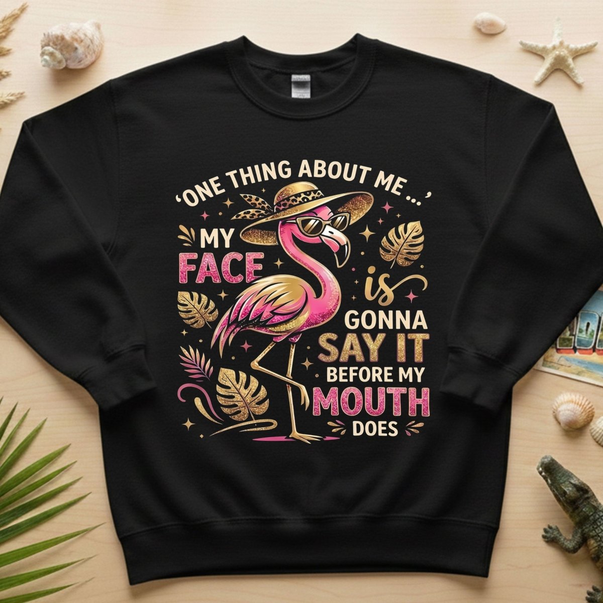 Funny Flamingo Sarcastic Shirt – My Face Is Gonna Say It Before My Mouth Does Graphic Tee - FlamingoAholic