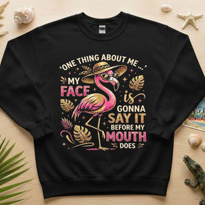 Funny Flamingo Sarcastic Shirt – My Face Is Gonna Say It Before My Mouth Does Graphic Tee - FlamingoAholic
