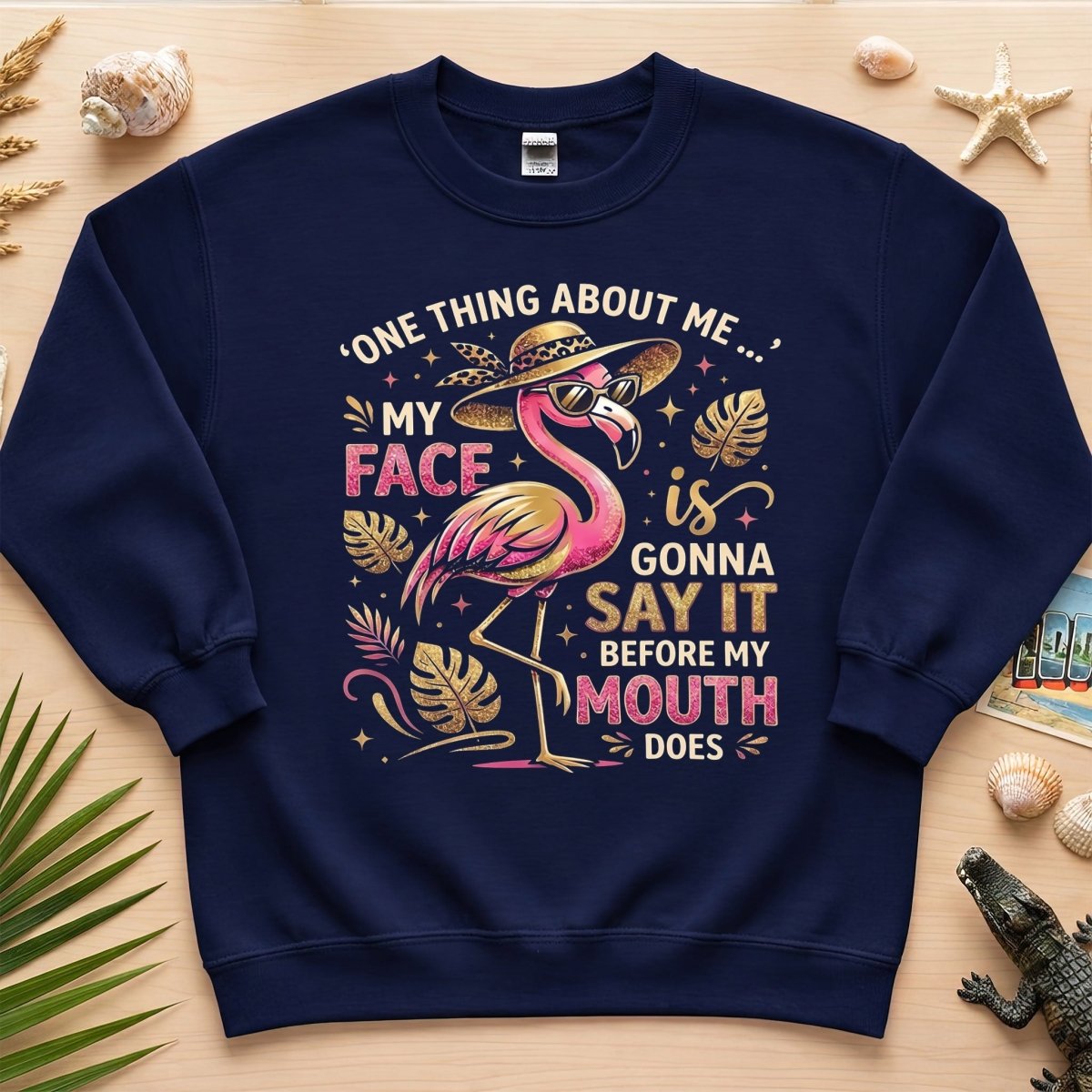 Funny Flamingo Sarcastic Shirt – My Face Is Gonna Say It Before My Mouth Does Graphic Tee - FlamingoAholic