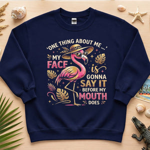 Funny Flamingo Sarcastic Shirt – My Face Is Gonna Say It Before My Mouth Does Graphic Tee - FlamingoAholic